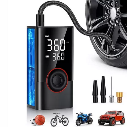 Bomba de Ar Calibrador Digital Portátil Recarregável com Powerbank Compressor Elétrico para carro, moto, bicicleta